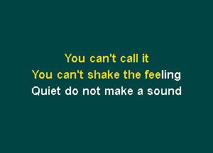 You can't call it
You can't shake the feeling

Quiet do not make a sound