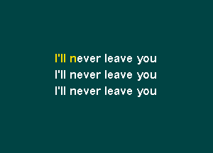 I'll never leave you
I'll never leave you

I'll never leave you
