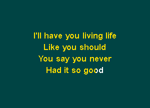 I'll have you living life
Like you should

You say you never
Had it so good