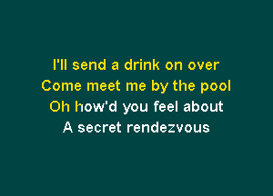 I'll send a drink on over
Come meet me by the pool

0h how'd you feel about
A secret rendezvous