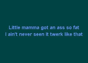 Little mamma got an ass so fat

I ain't never seen it twerk like that