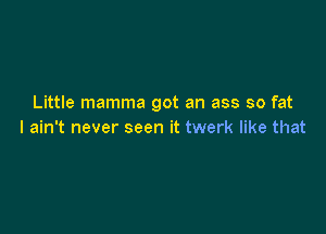 Little mamma got an ass so fat

I ain't never seen it twerk like that