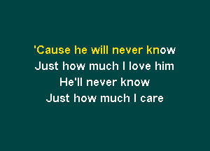 'Cause he will never know
Just how much I love him

He'll never know
Just how much I care