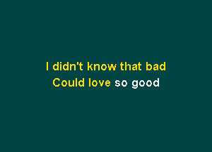 I didn't know that bad

Could love so good