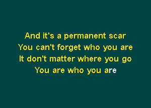 And it's a permanent scar
You can't forget who you are

It don't matter where you go
You are who you are