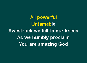 All powerful
Untamable
Awestruck we fall to our knees

As we humbly proclaim
You are amazing God