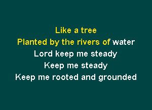 Like a tree
Planted by the rivers of water
Lord keep me steady

Keep me steady
Keep me rooted and grounded