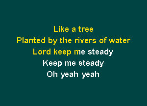 Like a tree
Planted by the rivers of water
Lord keep me steady

Keep me steady
Oh yeah yeah