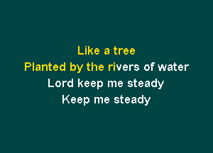 Like a tree
Planted by the rivers of water

Lord keep me steady
Keep me steady