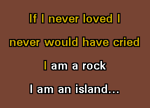 If I never loved I
never would have cried

lam a rock

lam an island...