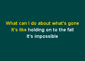 What can I do about what's gone
It's like holding on to the fall

It's impossible