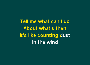 Tell me what can I do
About what's then

It's like counting dust
In the wind