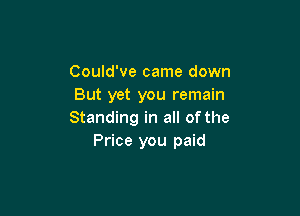 Could've came down
But yet you remain

Standing in all of the
Price you paid