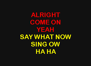 SAYWHAT NOW
SING OW
HA HA