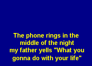 The phone rings in the
middle of the night
my father yells What you

gonna do with your life