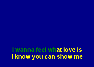 lwanna feel what love is
I know you can show me