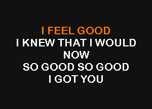 IFEELGOOD
I KNEW THAT I WOULD

NOW
SO GOOD SO GOOD
I GOT YOU