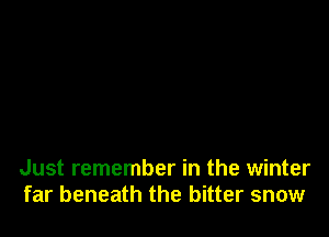 Just remember in the winter
far beneath the bitter snow