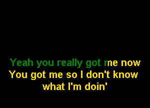 Yeah you really got me now
You got me so I don't know
what I'm doin'