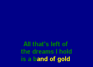 All that's left of
the dreams I hold
is a band of gold