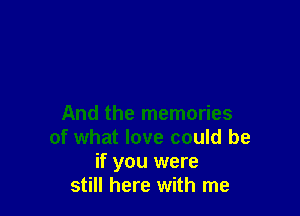 And the memories
of what love could be
if you were
still here with me