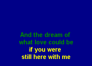 And the dream of
what love could be
if you were
still here with me