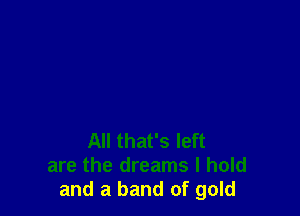 All that's left
are the dreams I hold
and a band of gold