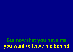 But now that you have me
you want to leave me behind
