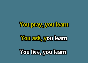 You pray, you learn

You ask, you learn

You live, you learn