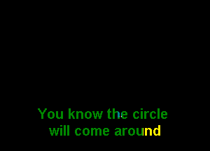 You know the circle
will come around