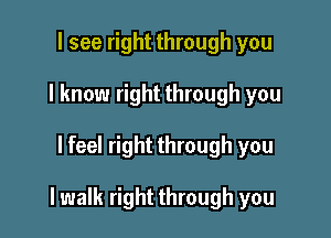 I see right through you
I know right through you

lfeel right through you

lwalk right through you