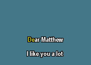 Dear Matthew

I like you a lot