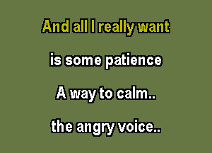 And all I really want

is some patience
A way to calm..

the angry voice..