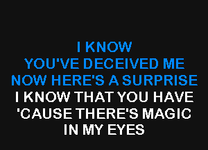 I KNOW THAT YOU HAVE

'CAUSETHERE'S MAGIC
IN MY EYES