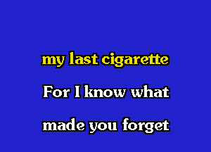 my last cigarette

For I know what

made you forget