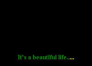 It's a beautiful life .....