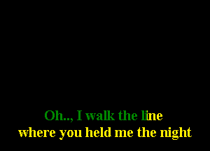 Oh.., I walk the line
where you held me the night