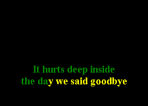 It hm'ts deep inside
the day we said goodbye