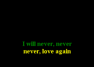 I will never, never
never, love again