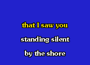 that I saw you

standing silent

by the shore