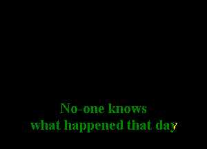 N o-one knows
what happened that day