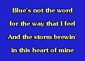 Blue's not the word
for the way that I feel
And the storm brewin'

in this heart of mine