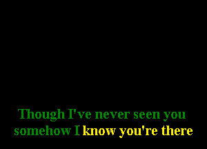Though I've never seen you
somehowr I knowr you're there
