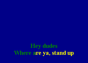 Hey dudes
Where are ya, stand up