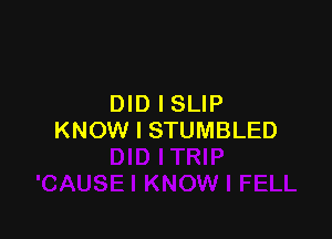 DID l SLIP

KNOW I STUMBLED