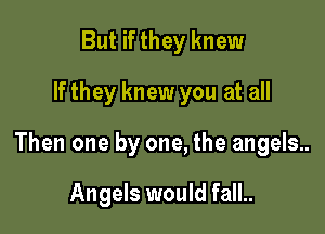 But if they knew
If they knew you at all

Then one by one, the angels..

Angels would fall..