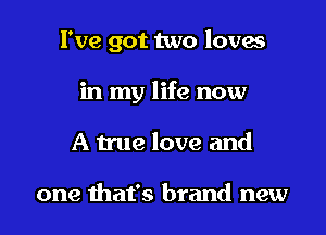 I've got two loves

in my life now

A true love and

one that's brand new