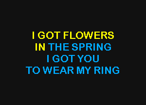 IGOT FLOWERS
IN THESPRING

I GOT YOU
TO WEAR MY RING