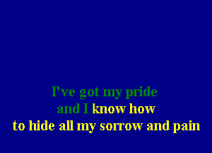 I've got my pride
and I know how
to hide all my sorrow and pain