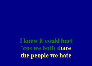 I knew it could hurt
'cos we both share
the people we hate